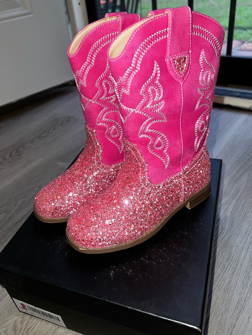 Girls Sparkle Pink Western Cowboy Boots
